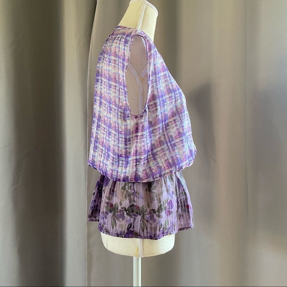 CAbi Eva Astor Purple Floral Peplum Blouse S - Picture 6 of 12